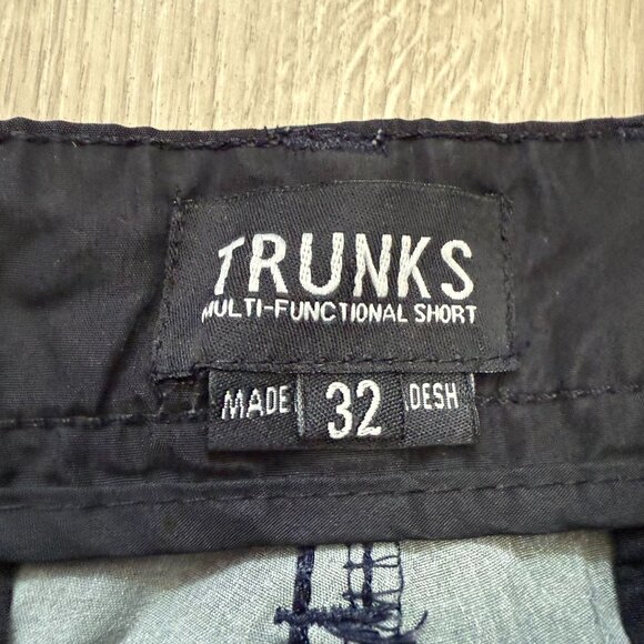 Trunks Leaf Print Multi-Functional Shorts Men's 32 Blue Flat Front Pockets - Picture 4 of 8